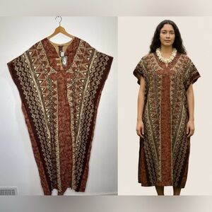 Vintage 60s Hawaiian Otaheite‎ Lauhala Maui Floral Tiki Psychedelic Dress